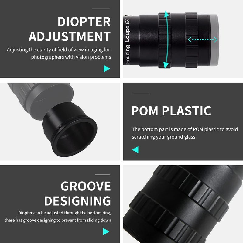eTone Professional Photography 6X Loupes Ground Glass Magnifier Focusing Screen Lupe for 4x5 8x10 Toyo Linhof Tachihara Ebony Large Format Camera Film Camera Accessories Viewfinder - Image 5